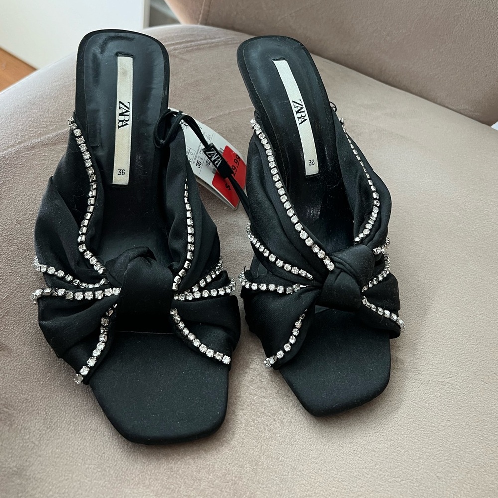 Zara rhinestone heels